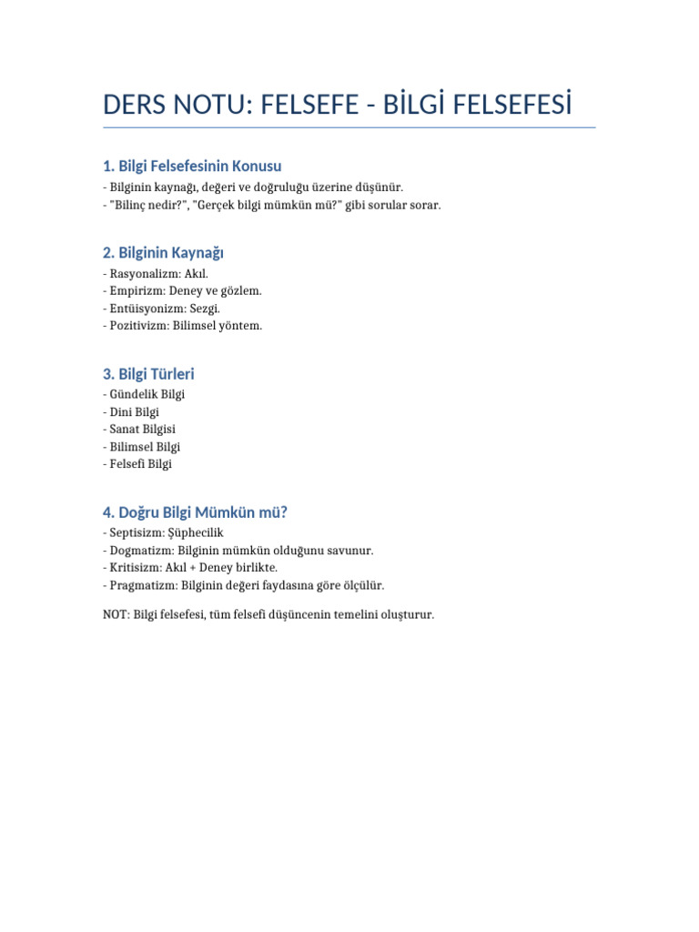 Felsefe Bilgi Felsefesi | PDF