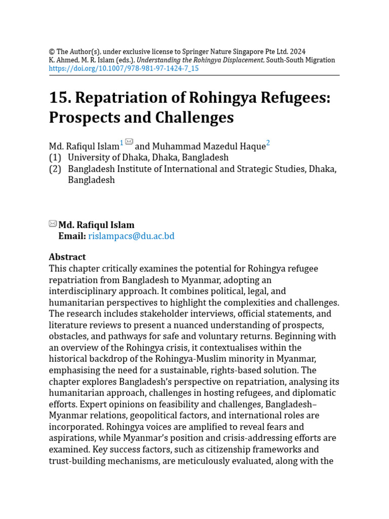 Rohingya Refugee Repatriation Challenges | PDF | Rohingya People | Myanmar