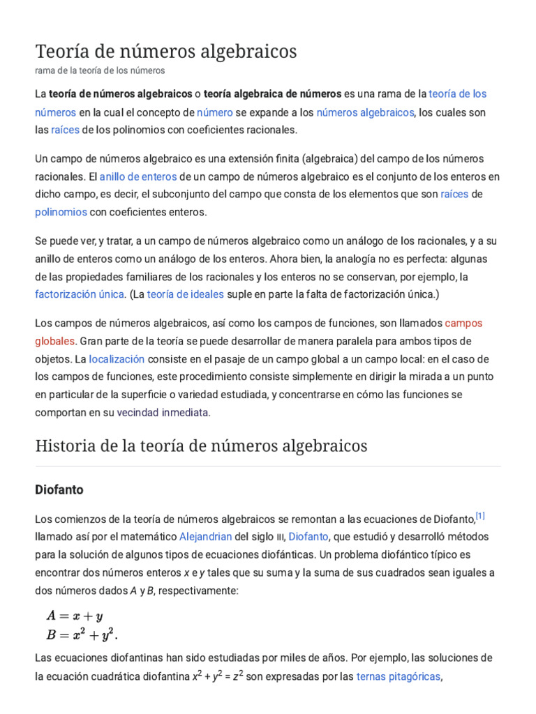 Teoría de Números Algebraicos Explicada | PDF | Número primo | Campo ...