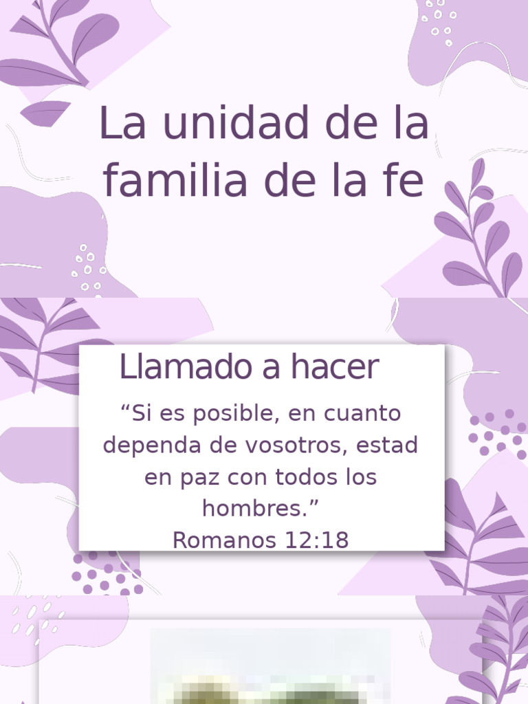 Unidad y paz en la fe cristiana | PDF