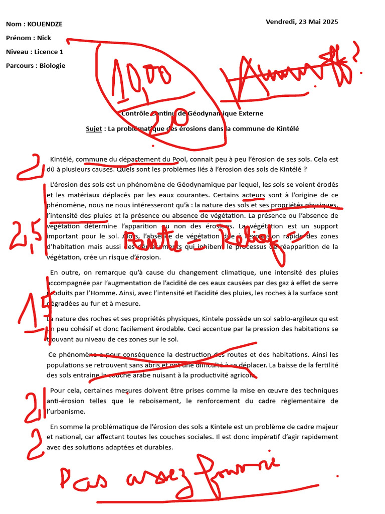 Érosion des sols à Kintélé : enjeux et solutions | PDF | Sol (pédologie ...