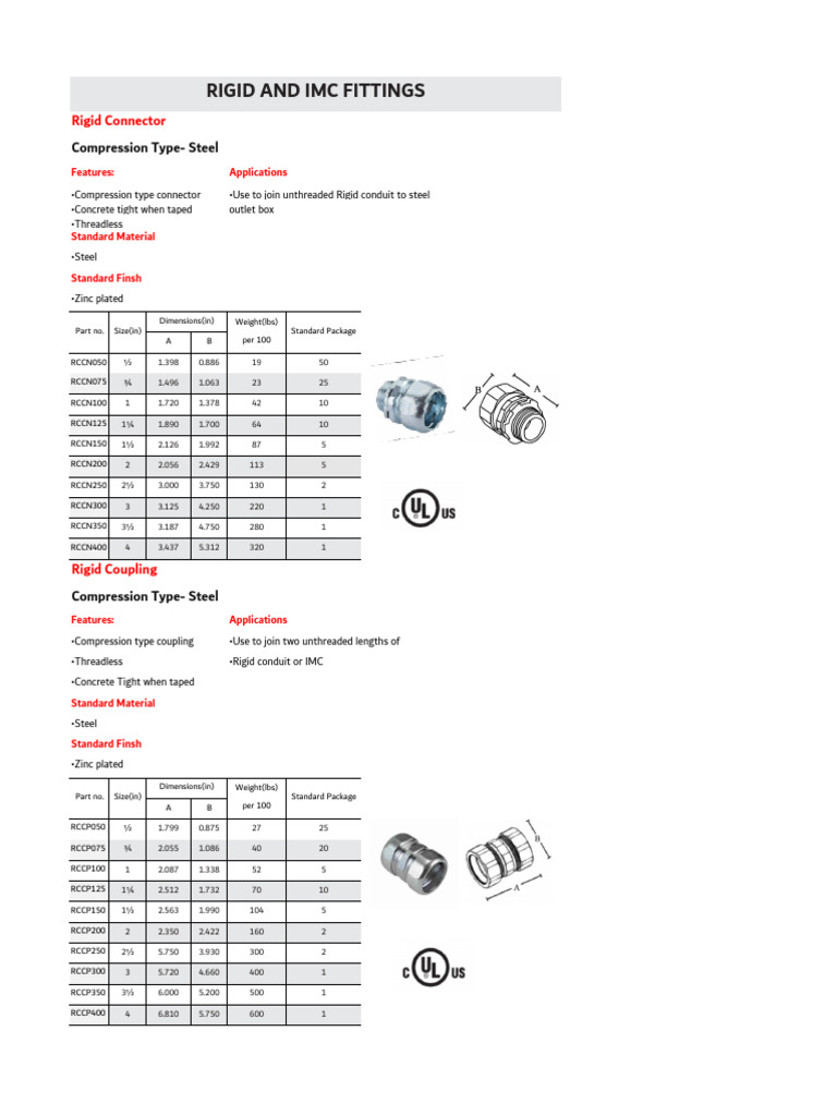 Steel Rigid Connector & Coupling Specs | PDF