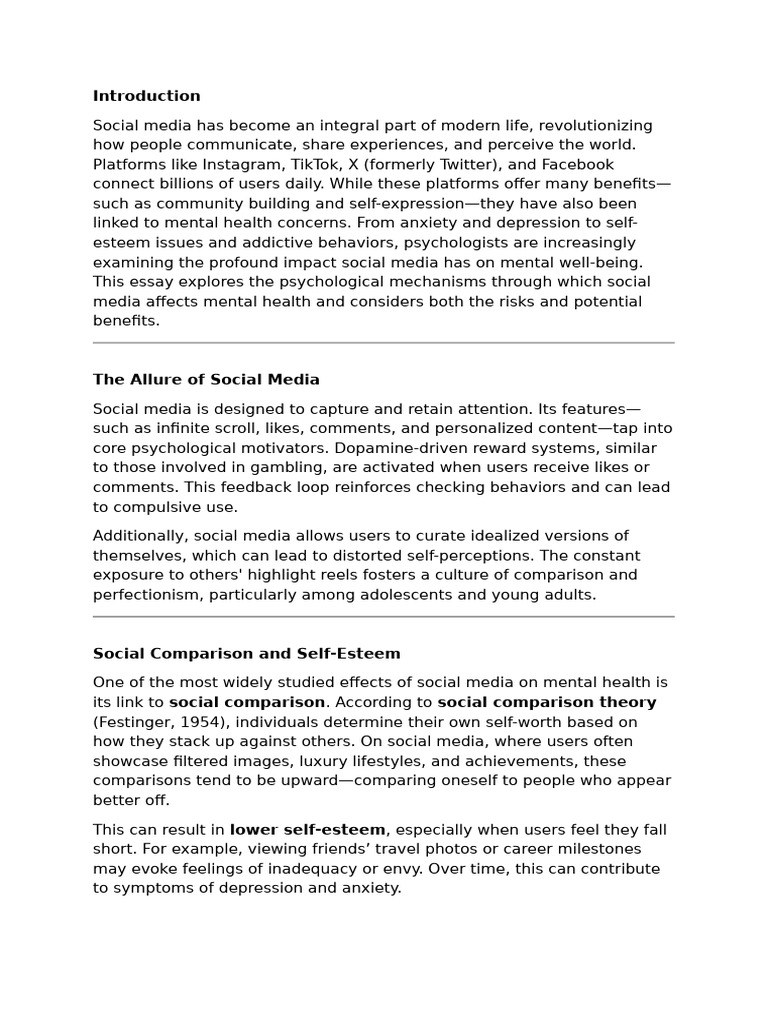 Social Media's Impact on Mental Health | PDF | Social Media | Popular ...