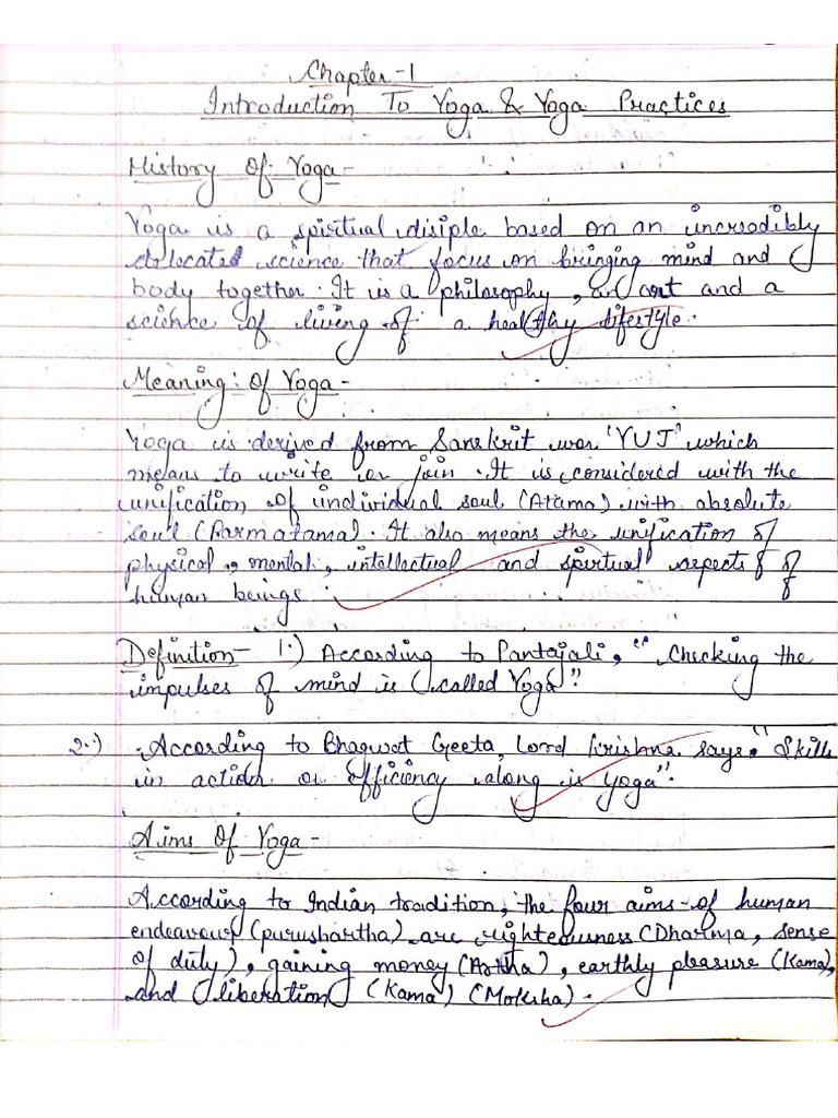 Yoga Class 11 Chapter 1 Notes | PDF