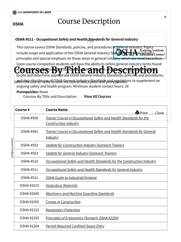 OSHA General Industry Standards Course | PDF | Occupational Safety And ...