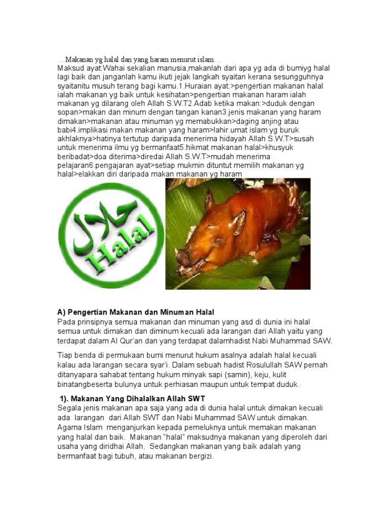 Makanan Yg Halal Dan Yang Haram Menurut Islam