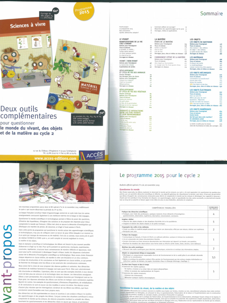 Sciences À Vivre - Cycle 2 | PDF