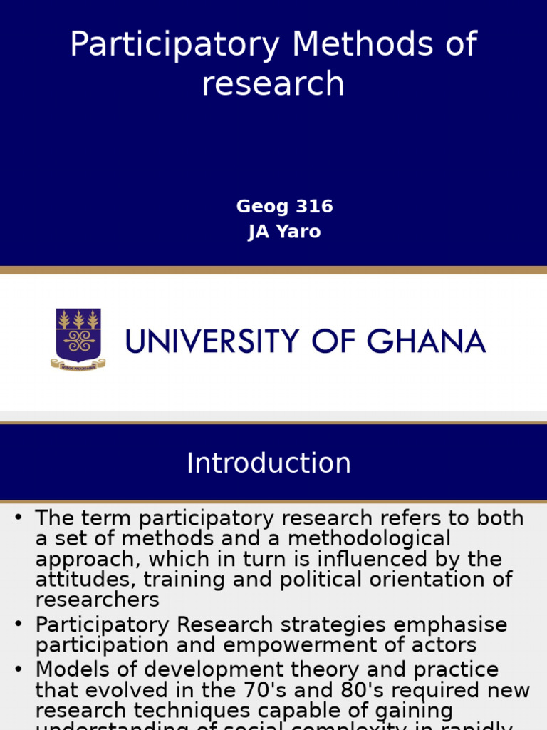 Participatory Research Methods Overview | PDF | Participatory Action ...