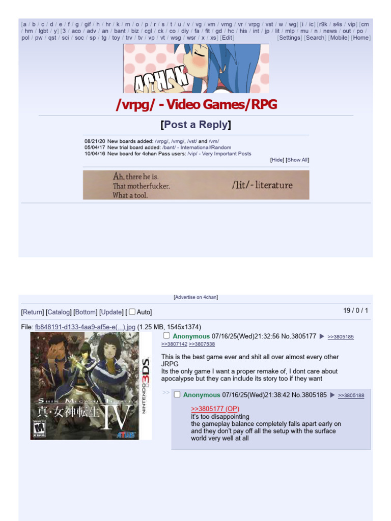 4chan VRPG Board Overview | PDF