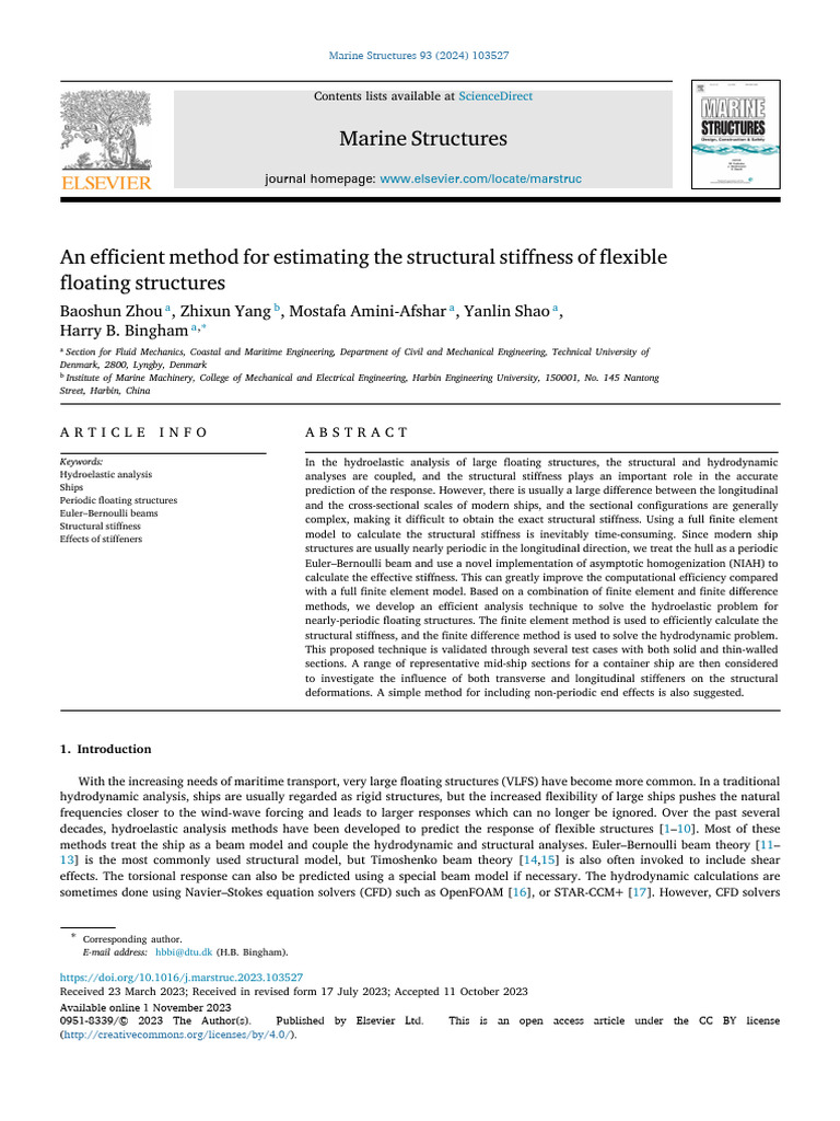 An Efficient Method For Estimating The Structural Stiffness 2024 Marine ...