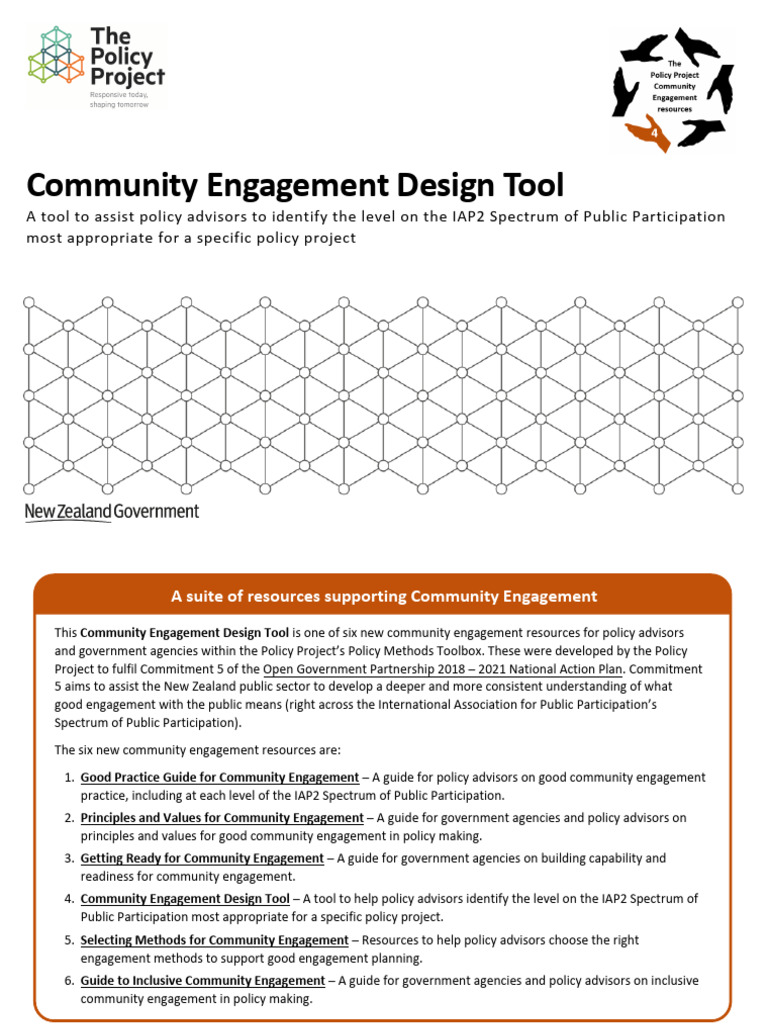 Community Engagement Design Tool Guide | PDF | Policy | Community