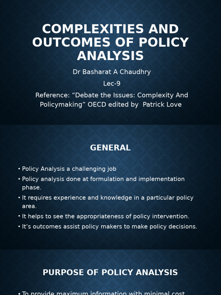 Policy Analysis: Complexities and Outcomes | PDF | Policy Analysis | Policy