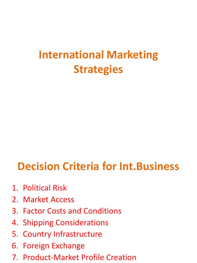 International Marketing Strategy | PDF | Strategic Management | Exports