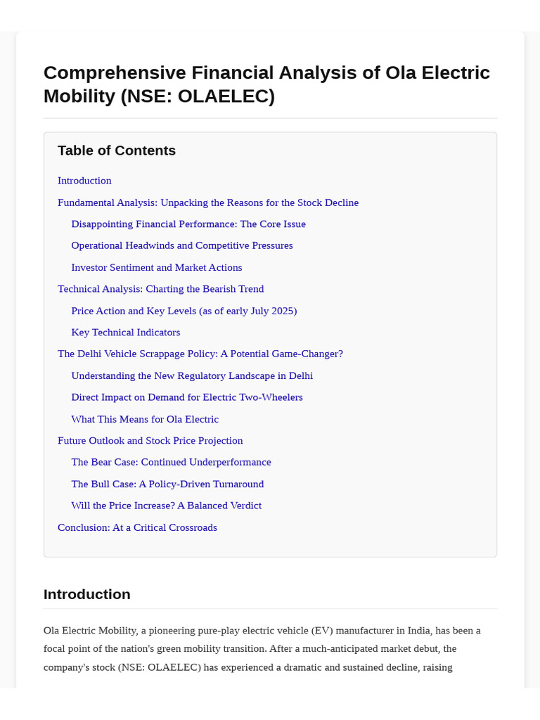 Ola Electric Financial Analysis | PDF | Economies | Investing