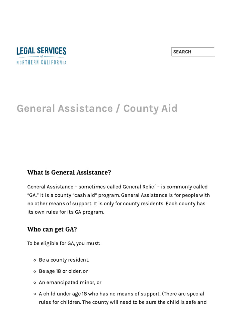 California General Assistance Overview | PDF | Supplemental Security ...