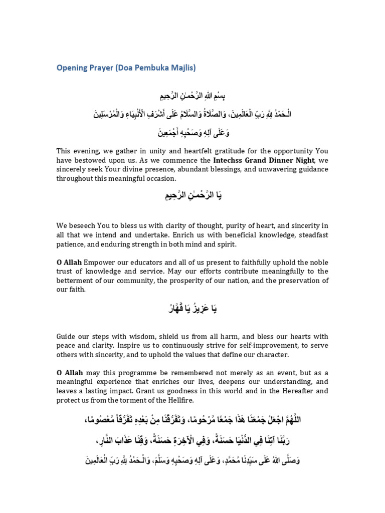 Doa Pembuka Majlis Intechss | PDF | Religious Belief And Doctrine