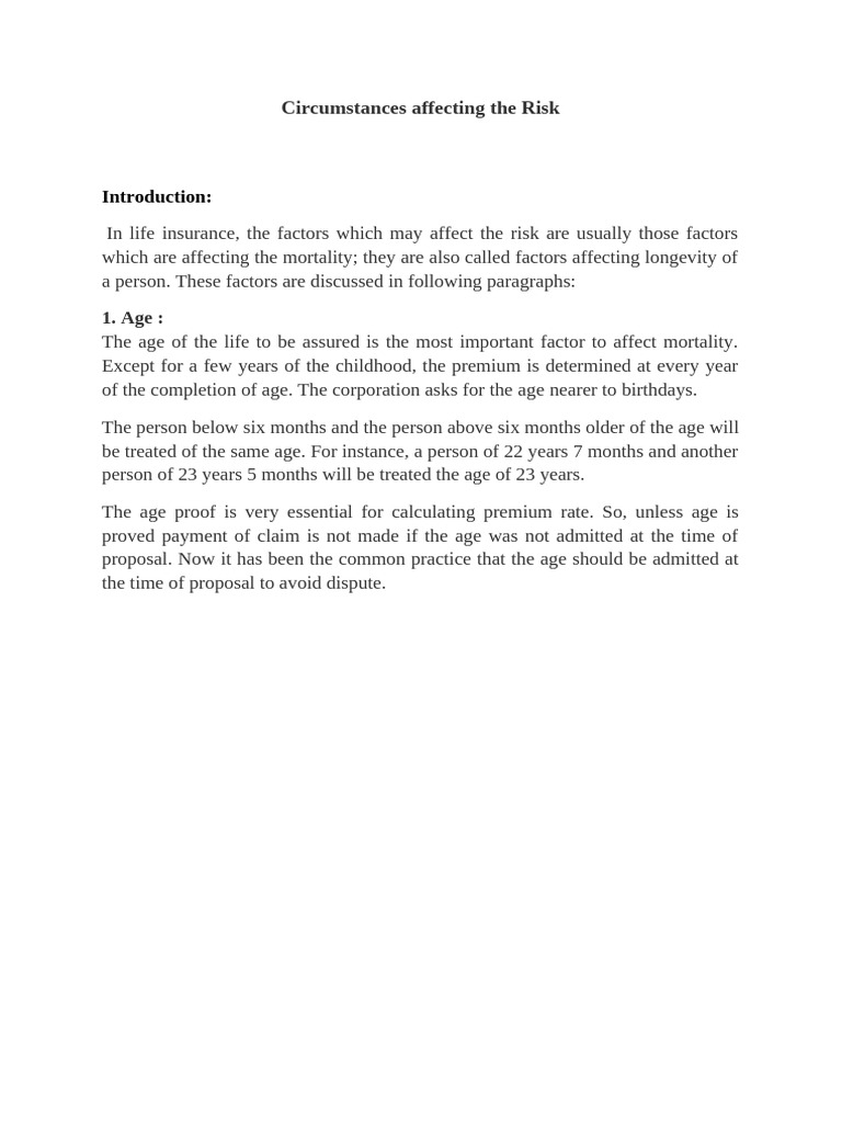 Factors Influencing Life Insurance Risk | PDF | Insurance | Risk