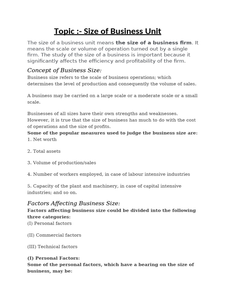 Factors Determining Business Unit Size | PDF | Demand | Capital (Economics)