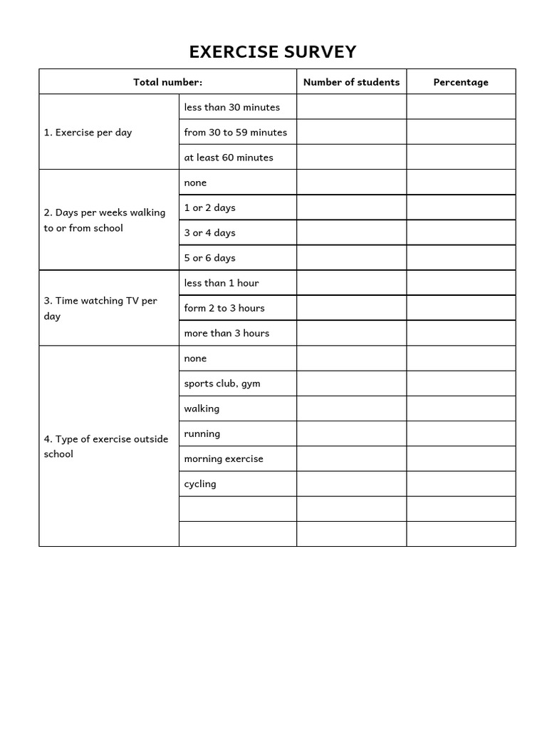Student Exercise and Activity Survey | PDF | Chess Theory | Chess