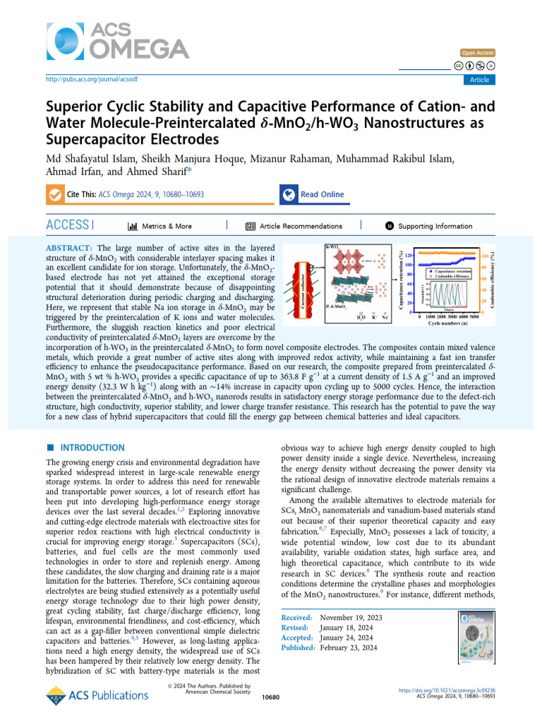 Enhanced Supercapacitor Performance with δ-MnO2 | PDF | Physical ...