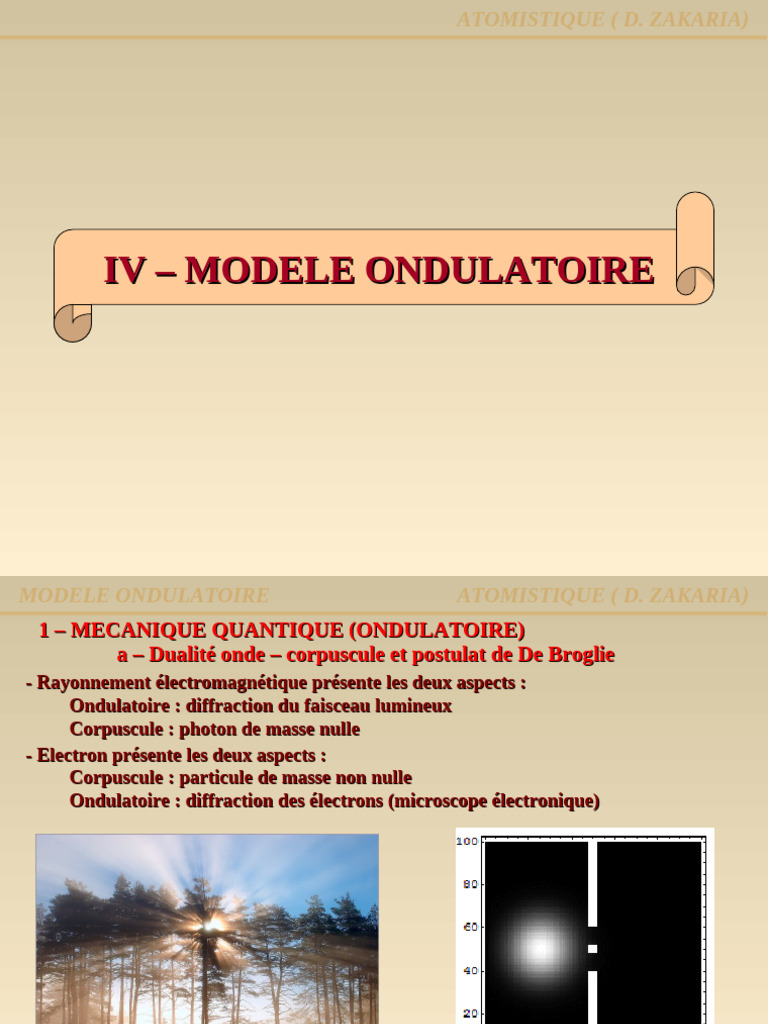 Modèle Ondulatoire en Mécanique Quantique | PDF | Équation de ...