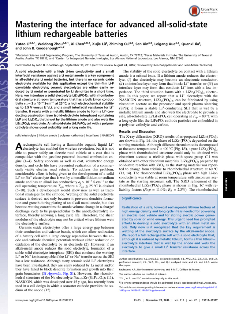 Advanced Solid Electrolyte for Li Batteries | PDF | Lithium Ion Battery ...