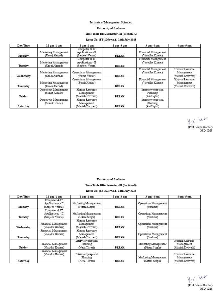 BBA Semester-III & V Timetable 2025 | PDF | Business | Information ...