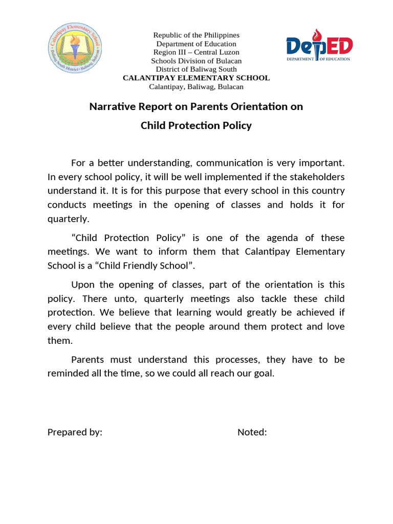 Parents Orientation on Child Protection | PDF