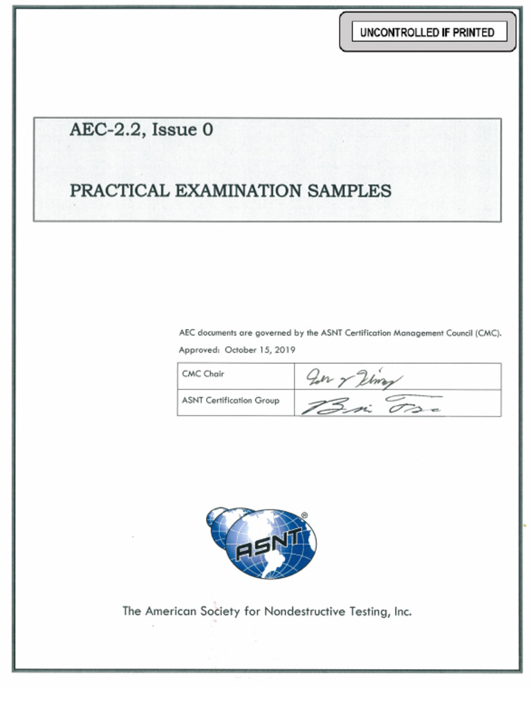 AEC-2.2 Practical Exam Sample Guidelines | PDF | Nondestructive Testing