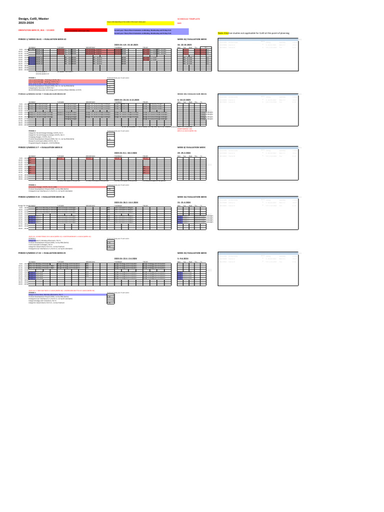 2023-2024 Design Program Schedule | PDF | Workweek And Weekend | Computing