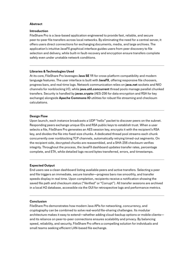Secure Peer-to-Peer File Sharing App | PDF | Computer Network | Java ...