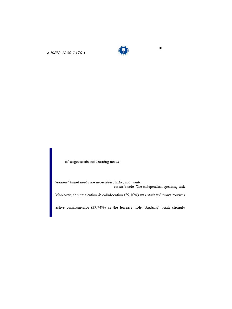 Needs Analysis for Academic English Skills | PDF | Learning | English ...
