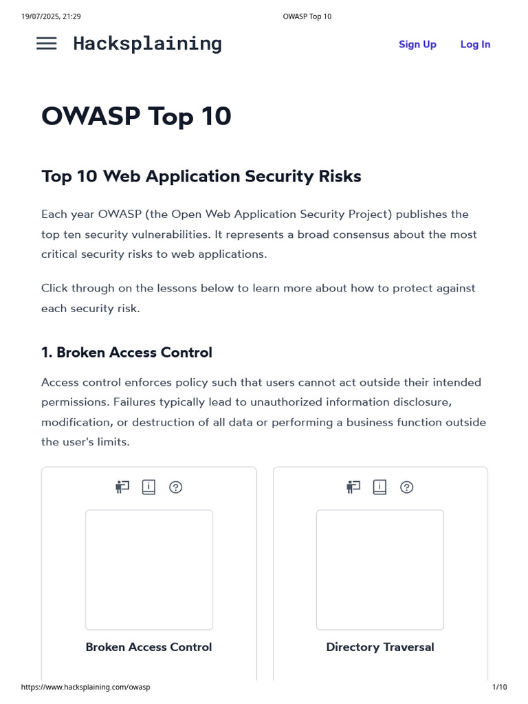 OWASP Top 10 Security Risks 2025 | PDF | Security | Computer Security