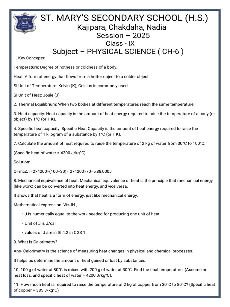Understanding Heat and Temperature Concepts | PDF | Latent Heat | Heat