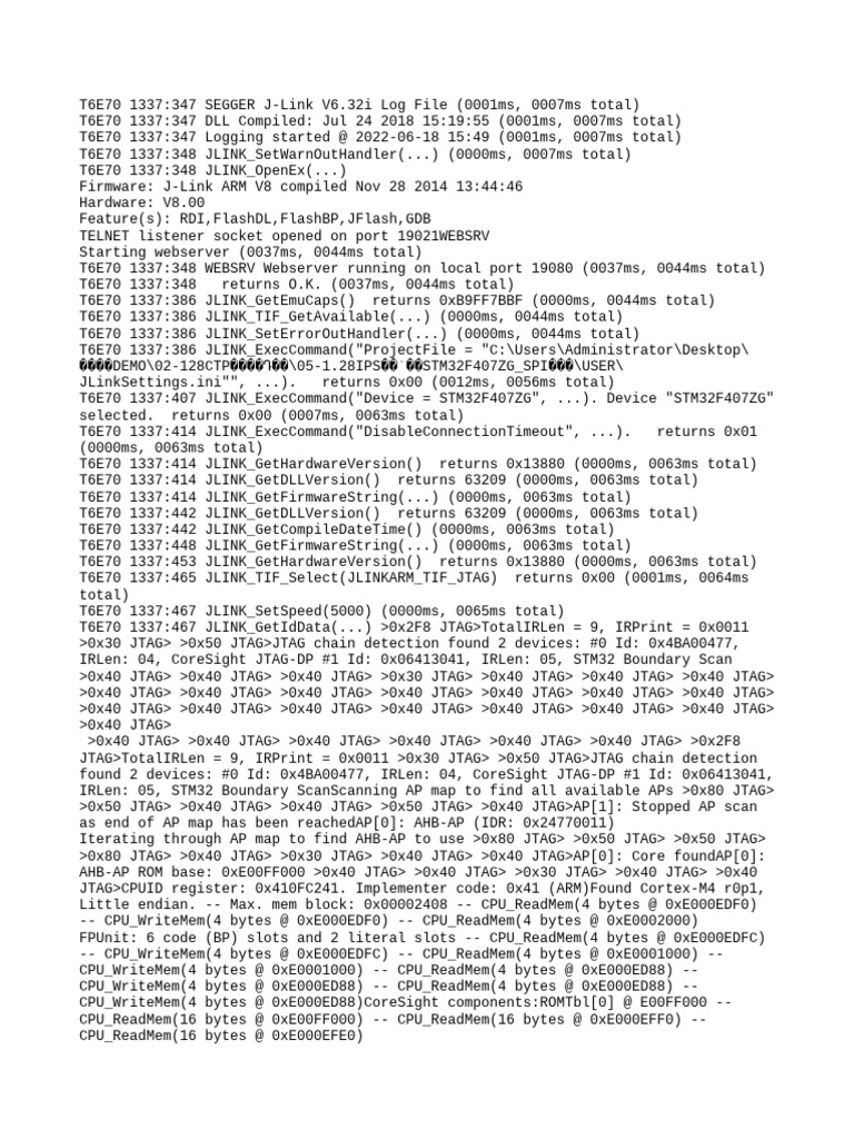 J-Link V6.32i Log for XPSR-810 | PDF | Computing | Computer Engineering