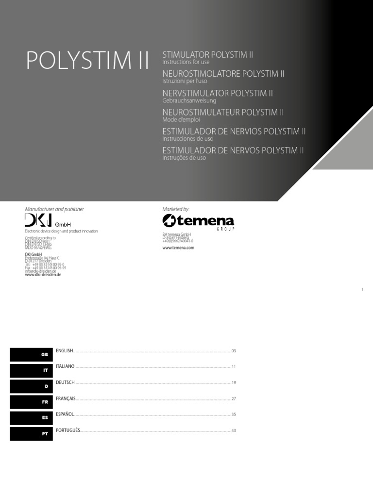 Polystim II Nerve Stimulator Manual | PDF | Medical Device | Safety