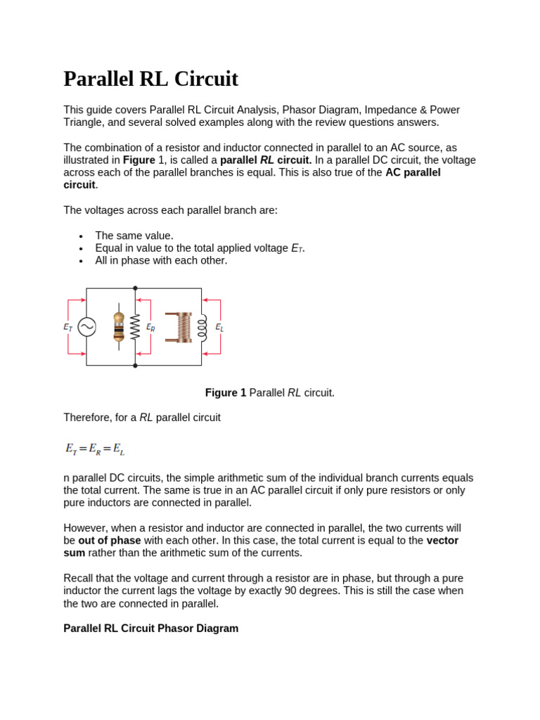 Parallel RL Circuit Analysis Guide | PDF | Electrical Impedance ...