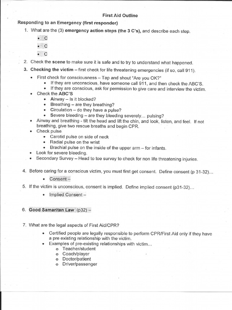 1 First Aid Outline | PDF