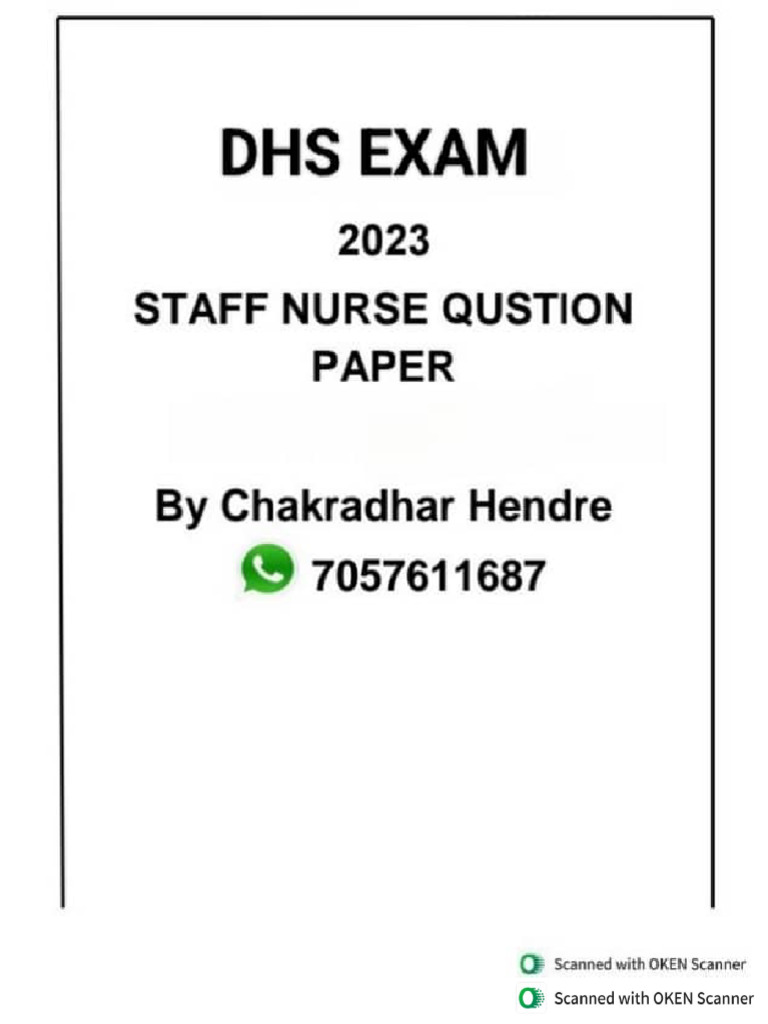 DHS 2023 All Shift's Staff Nurse Question PAper | PDF