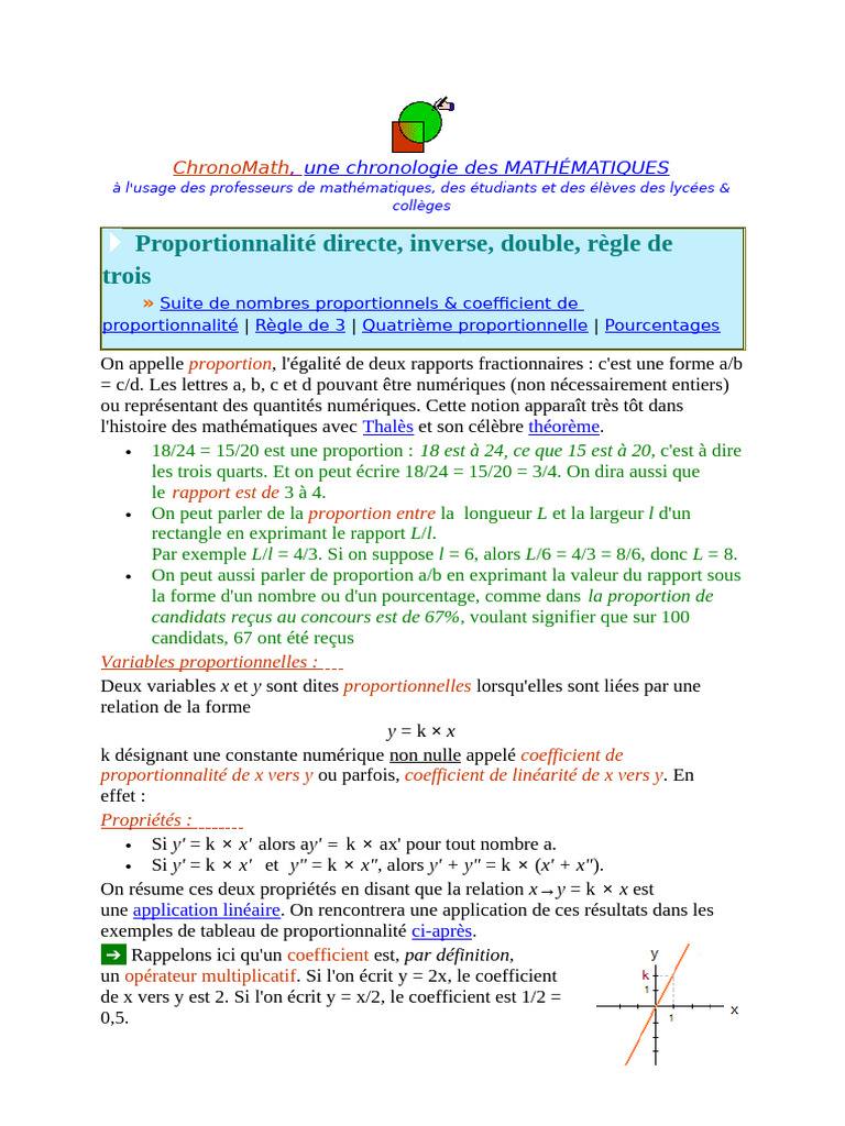 Cours sur la Proportionnalité Mathématique | PDF | Mathématiques ...