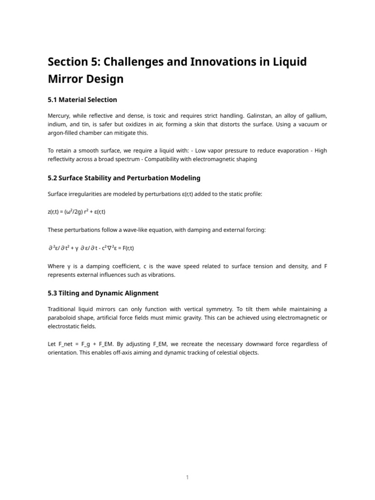 Liquid Mirror Physics Section2 | PDF