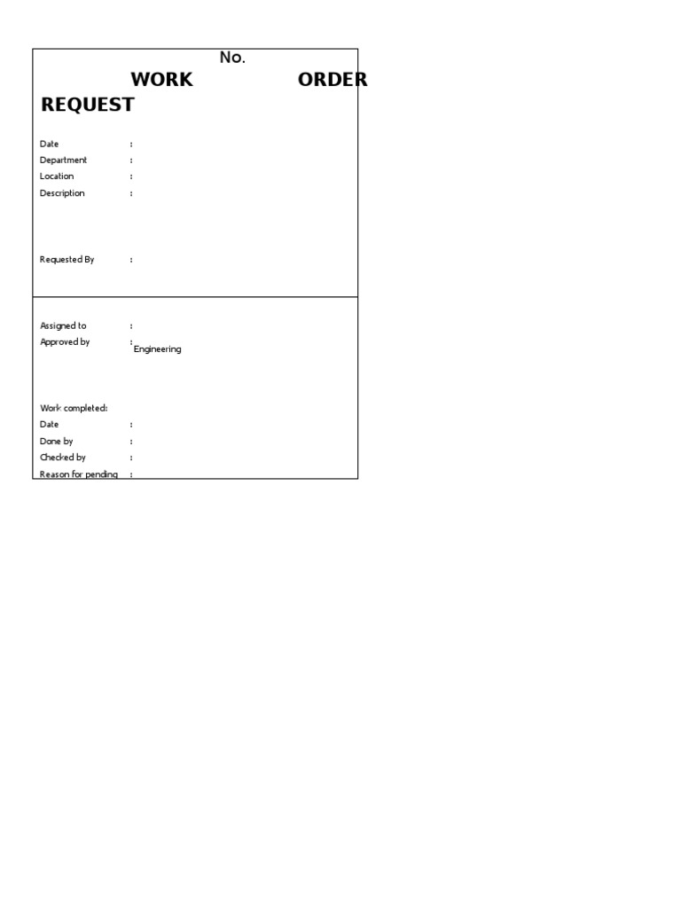 Work Order Request Form Template | PDF | Technology & Engineering