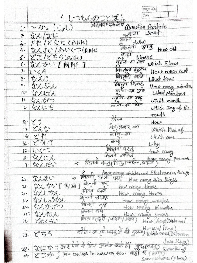 Question Particles and Words CH 1-16 | PDF