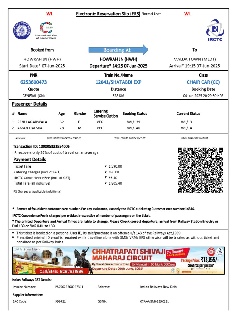 12041/SHATABDI EXP Chair Car (CC) : WL WL | PDF | Identity Document ...