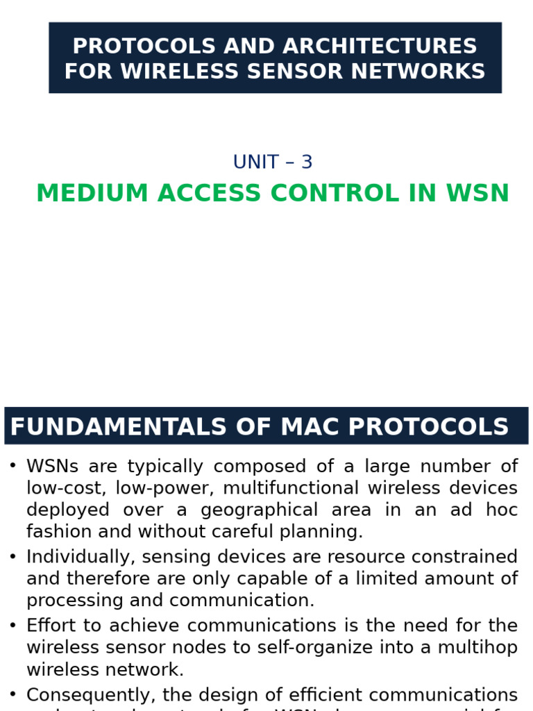 MAC Protocols for Wireless Sensor Networks | PDF | Routing | Computer ...