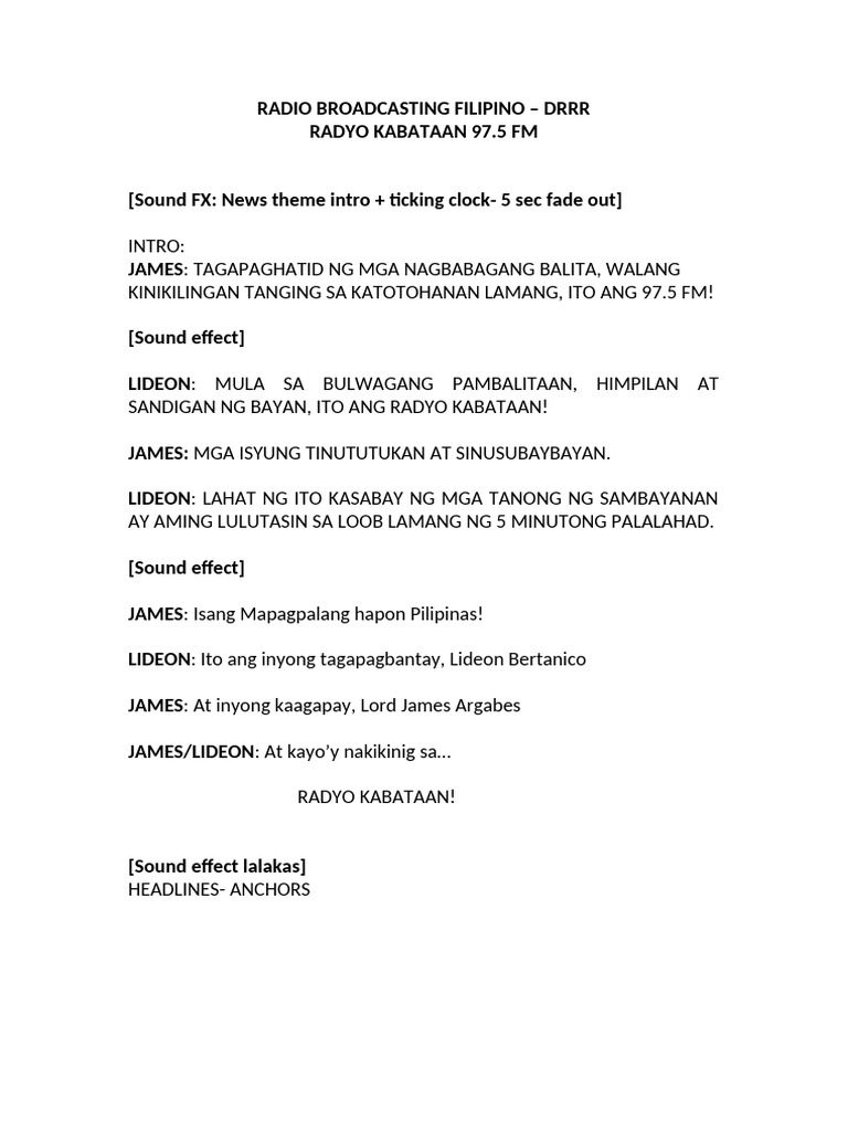 Radio Broadcasting Filipino - DRRR | PDF