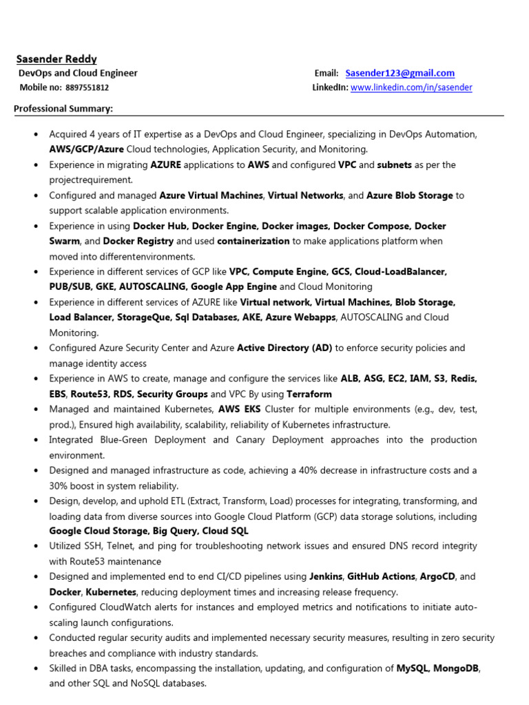 DevOps & Cloud Engineer Profile | PDF | Cloud Computing | Microsoft Azure