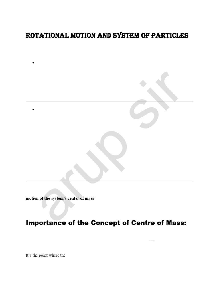 Rotational Motion and Centre of Mass | PDF | Rotation Around A Fixed ...