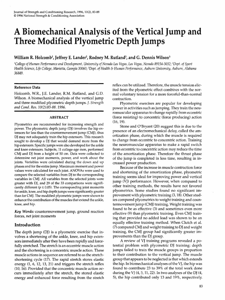 A Biomechanical Analysis of The Vertical Jump And.4 | PDF