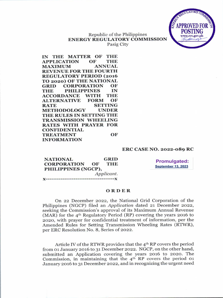 ERC 4th RP Phase 1 Determination 2023 | PDF | Business